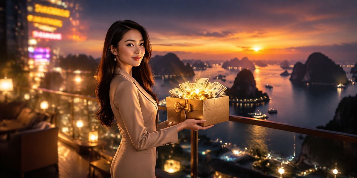 Người chơi nhìn ra vịnh Hạ Long trong khi tận hưởng ưu đãi VIP trên điện thoại