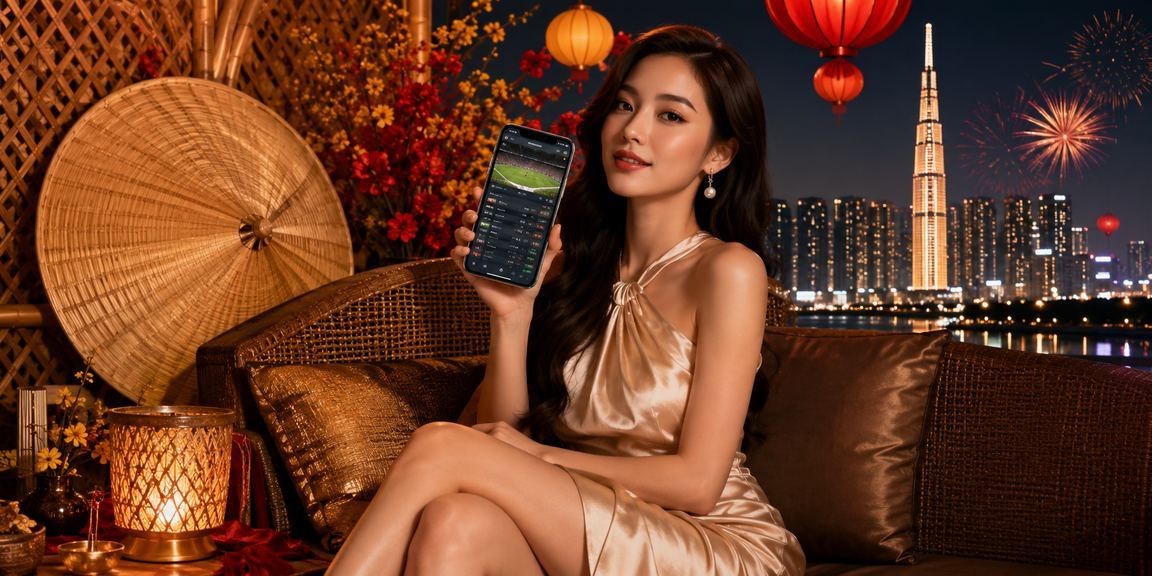 Phụ nữ đội nón lá tại TP.HCM theo dõi kết quả cá cược thể thao trên điện thoại