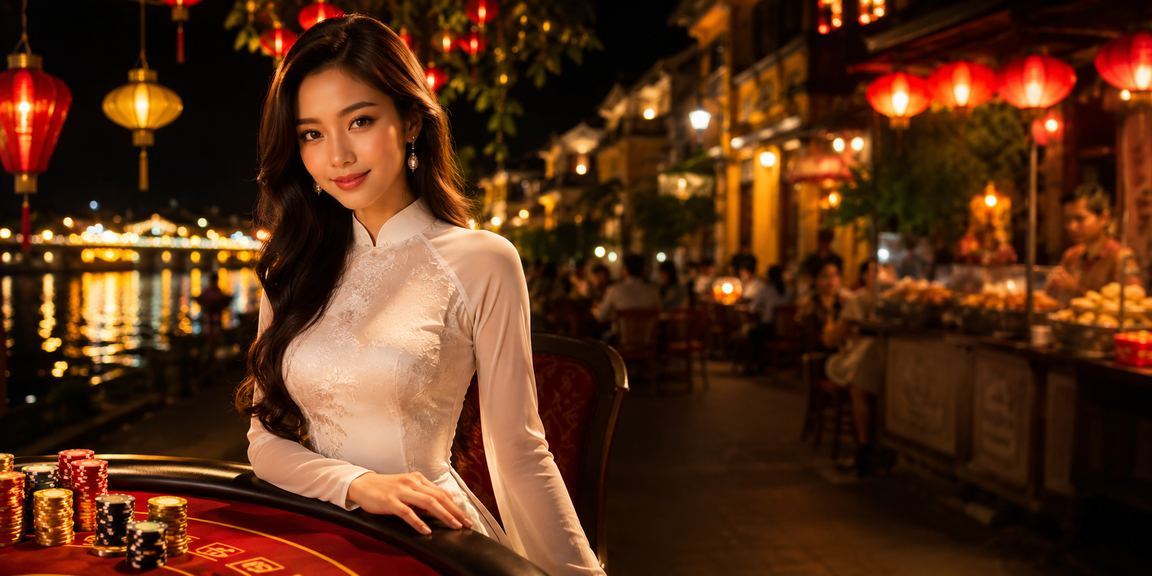 Phụ nữ mặc áo dài tại Hội An thưởng thức casino giải trí đầy màu sắc